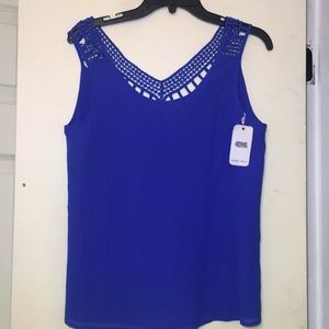 Sleeveless cobalt blue blouse